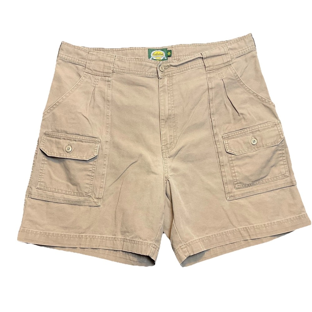 Cabelas Hiker Shorts Men's 38 Khaki Cotton Cargo Pockets Outdoor Everyday Wear